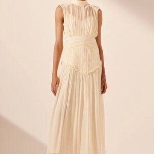 NWT Shona Joy Clemence High Neck Midi Dress - Cream